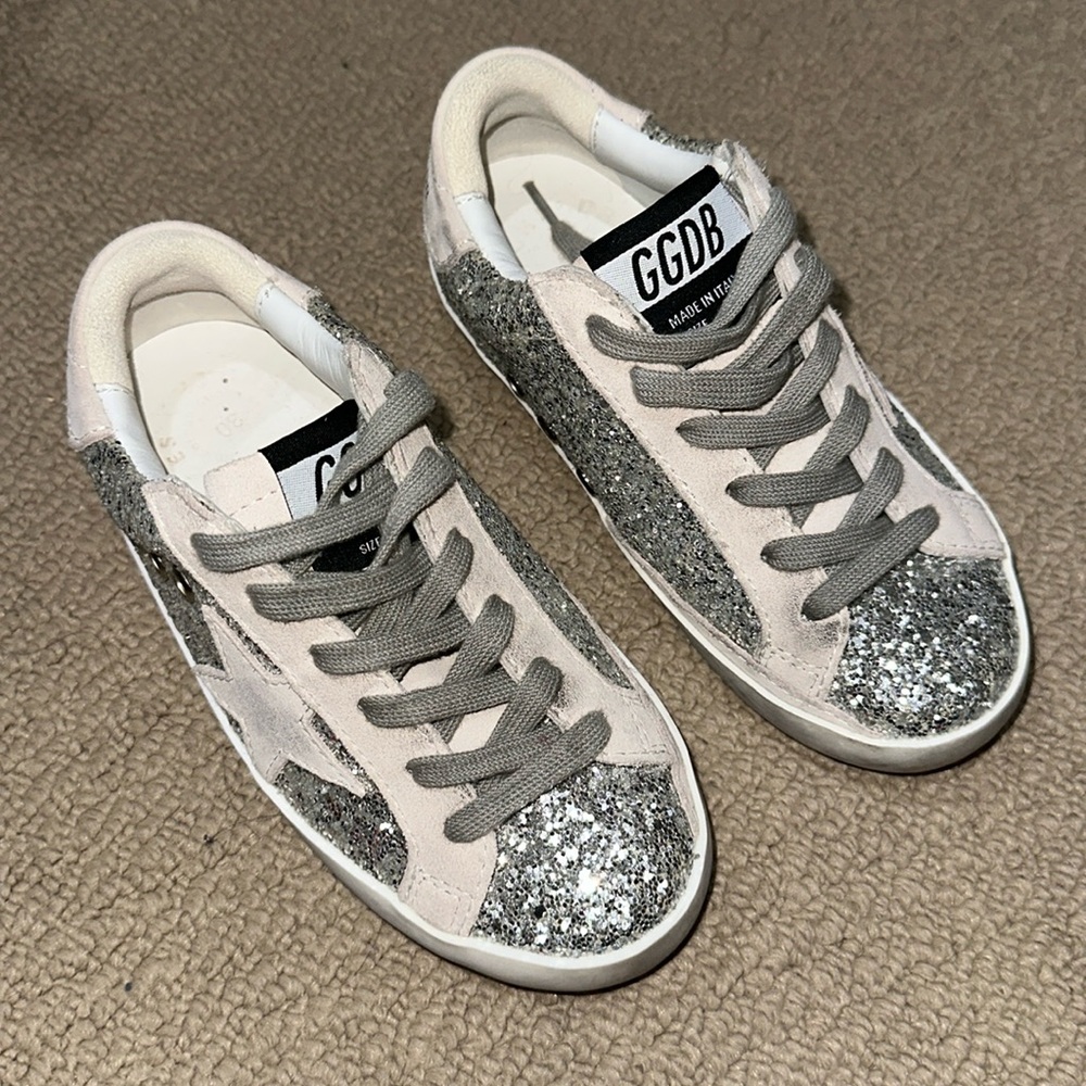 Golden Goose Gray Sneakers with Distressed Suede Star